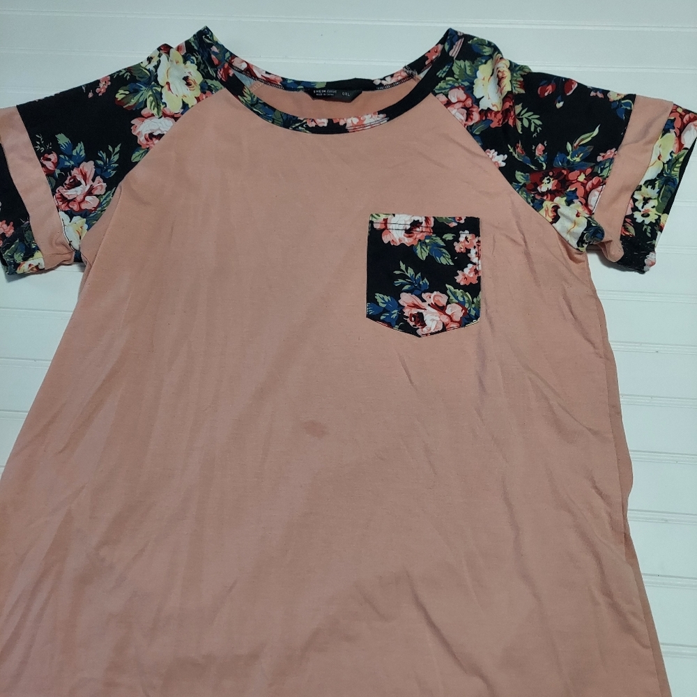 Floral baseball tee